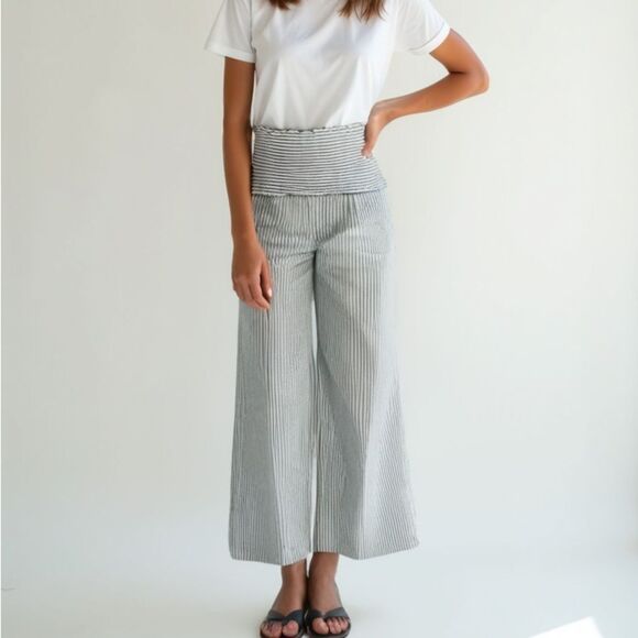 Love Tree Pants - Love Tree wide shirred waistband striped pants - L
